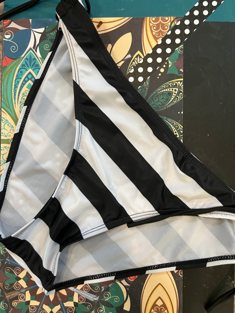 Black and White Striped Bikini Bottom